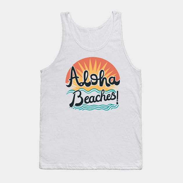 Sunset Aloha T-Shirt | Vintage Hawaii Style Shirt | Beach Vibes Top | Relaxed Summer Wear | Perfect Island Travel Gift Tank Top by Indigo Lake